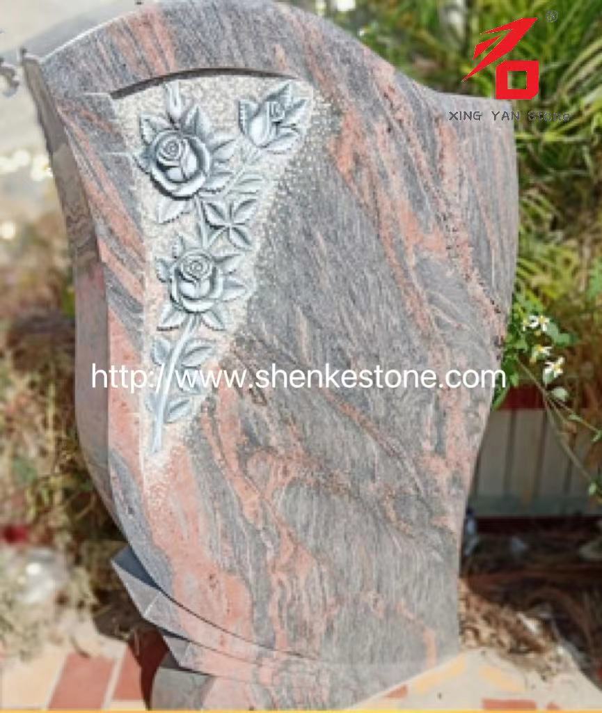 Brazylia Red Dragon Granite rzeźbione na nagrobkach róży na sprzedaż