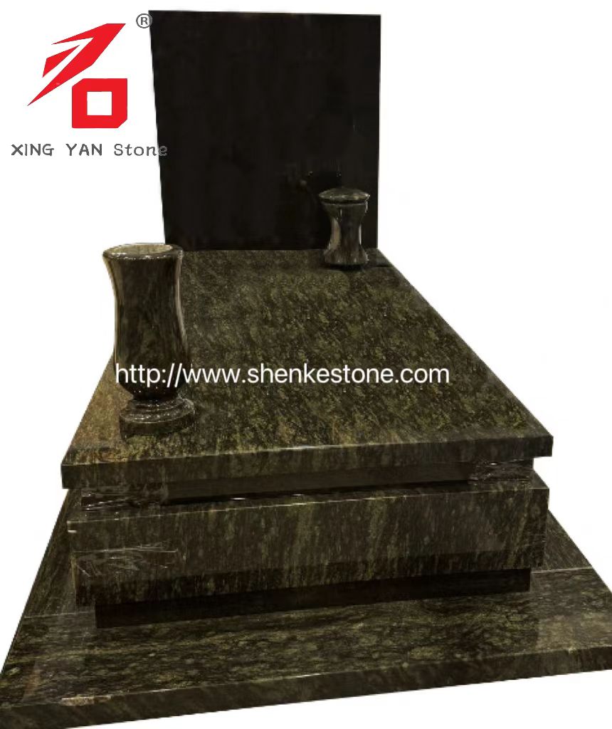 Olive Green Granite Pomnik i podtrzymujące tabletki, wazony i latarnie czarny kamień