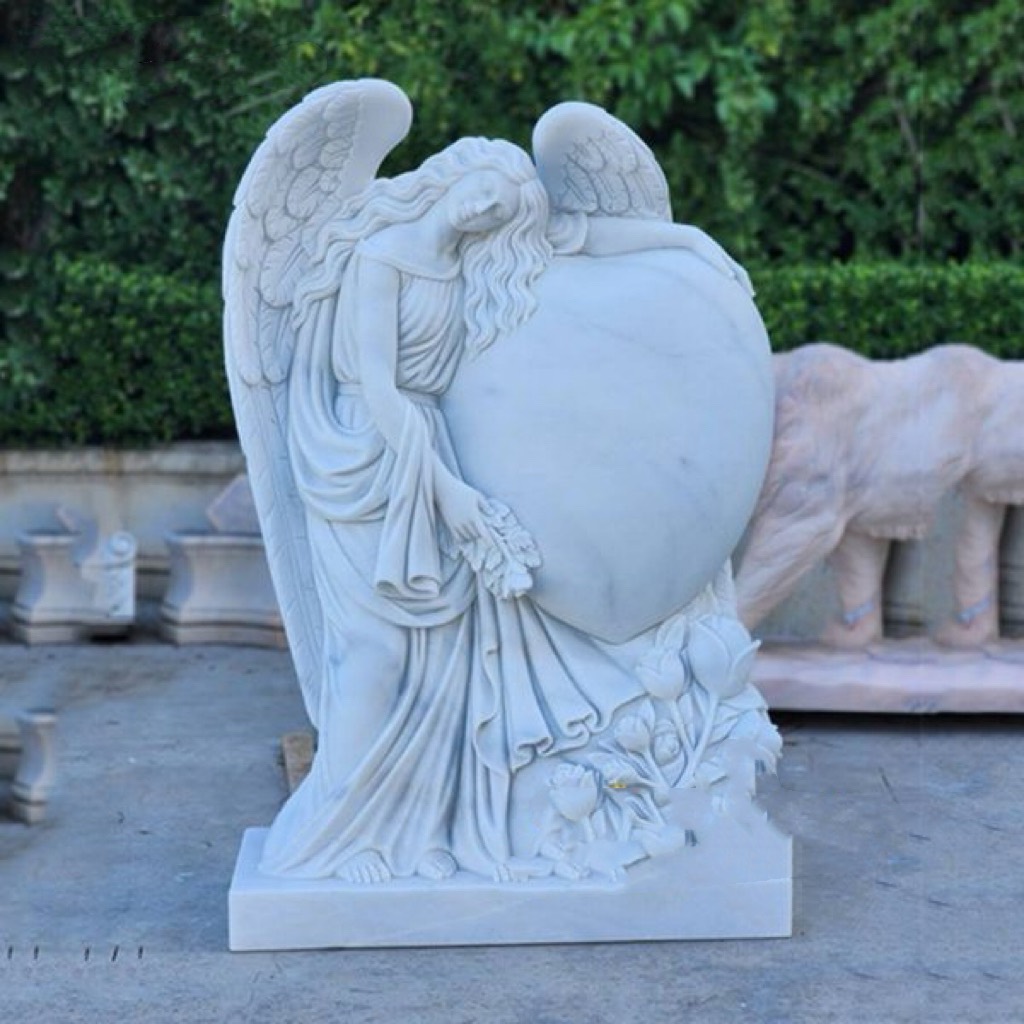 Xingyan Marble Anioł obejmujący rzeźbę kamienną pamięci serca